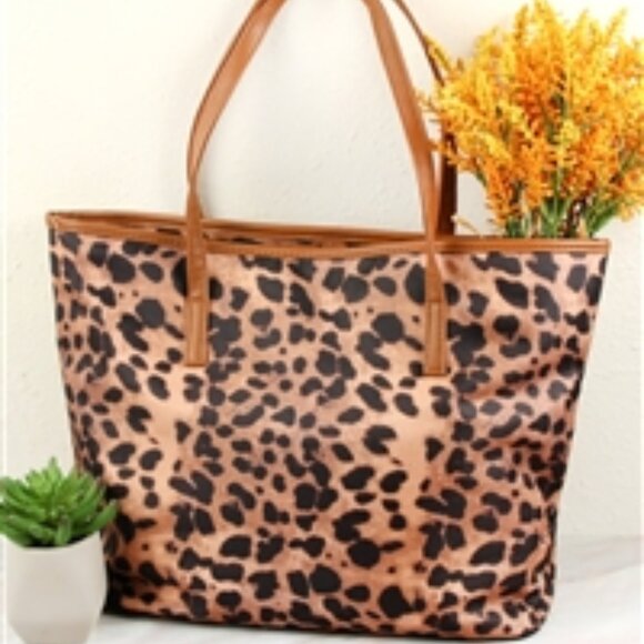 Leopard Print Tote Bag / Laptop Bag - Brown & Black - Style 2- NWT - Picture 3 of 6